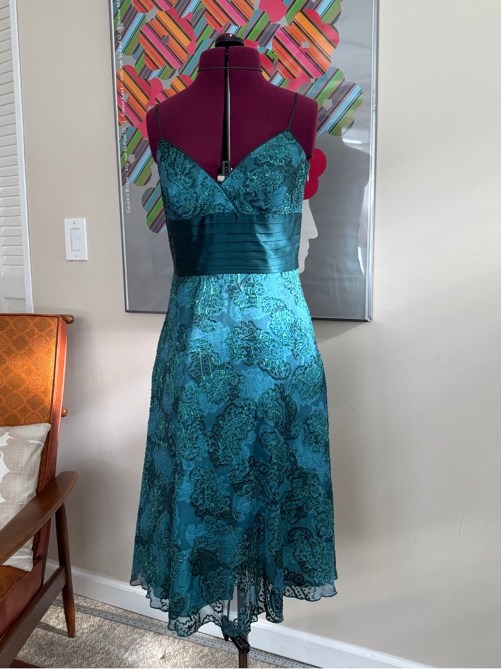 Laundry By Shelli Segal Teal Lace Midi Dress (vintage)